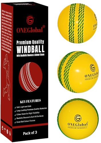 ONEGlobal Palla da cricket morbida di alta qualità, materiali durevoli, cuciture colorate realistiche, vero rimbalzo e altalena, palline da cricket per allenamento all'aperto e al chiuso, allenamento