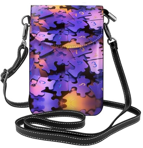 Jigsaw Puzzle Women'S Lightweight Compact Leather Crossbody Bag Cell Phone Bag Travel Bag Shoulder Bag Wallet