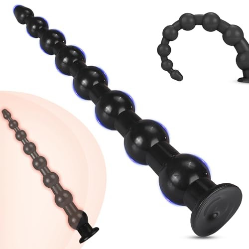 BDSMYEE 45 cm Plug Anal avec Ventouse, Perles Anales avec 8 Boules de Différentes Tailles Masturbateur Jouets Sexuels Anaux pour Couples (Noir)