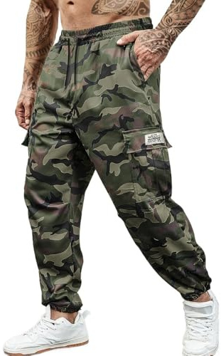 Hidkat Men's Camo Jogger Pants Military Army Combat Cargo Pants