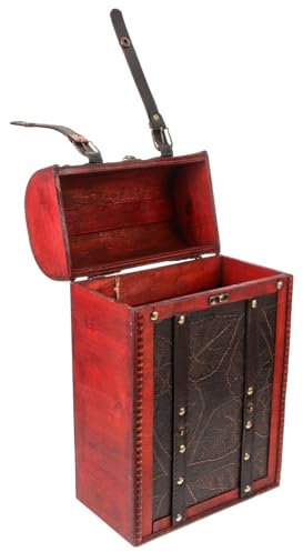 Mobestech Retro Wooden Wine Box for Red Wine Double Bottle Storage for Home Occasion