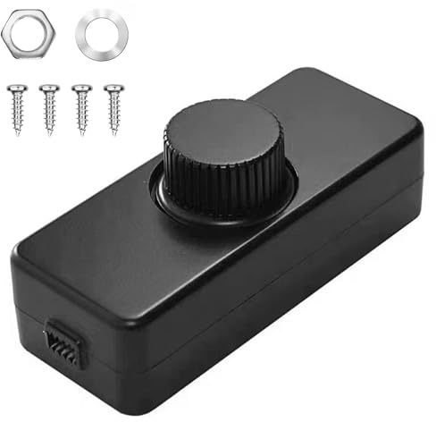 Regulador de intensidad LED de 230 V, para bombillas LED regulables, CA 220-240 V/50 Hz, 3-100 W, regulador de fase, color negro – Interruptor giratorio en línea con protección múltiple