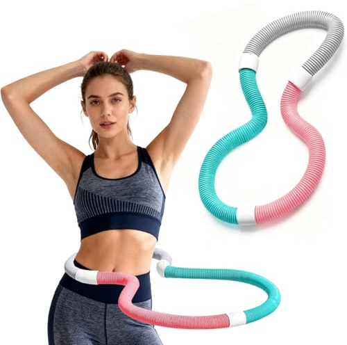 Hula Hoop morbido per adulti, pieghevole, fitness hoop ponderato per pancia e vita, pneumatici silenziosi Spring Hula Hoop, cerchio per fitness, per casa, palestra (silenzio, 1 kg)