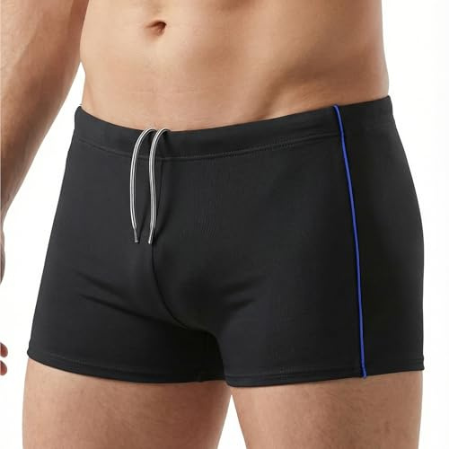 MANA MANA Maillot de Bain Homme Short Piscine Homme Séchage Rapide Taille Élastique Cordon Ajustable Natation Plage Vacances Noir/Bleu Taille 3XL Grande Taille Homme pour 164-188 cm