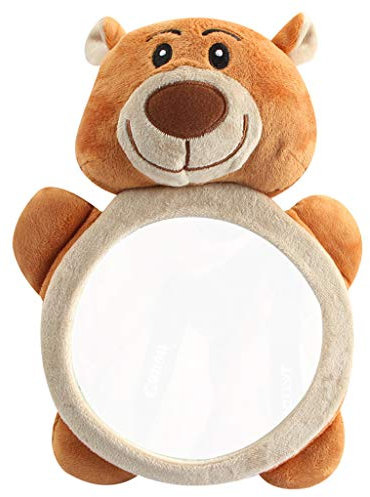Luluspace Autospiegel Rückspiegel Baby Rücksitzspiegel für Auto, Sicherheitsspiegel 28 * 21cm mit Cover, Braunbär