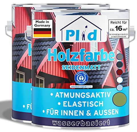Plid® Pintura para madera, color verde musgo, para interior y exterior, protección contra la intemperie, color verde musgo, color para madera para exterior, color duradero para madera, color lacado