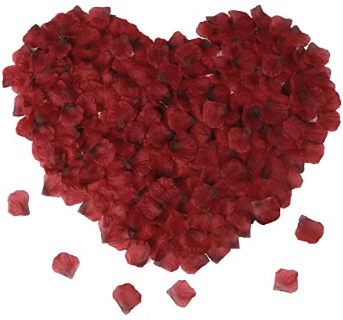 JOFONY 1500 Stück Rosenblätter,Künstliche Rosenblüten,Gefälschte Rose Petals,Rosen Deko für Hochzeit Valentinstag Geburtstag Romantische Atmosphäre(Dunkelrot)