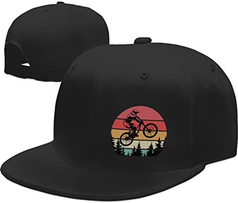 Mountain Tree Bicycle Hat Snapback Hats for Men Womens Black Adjustable Baseball Caps Flat Bill Brim Snap Backpack Black Hat for Boy Fitted Hiking Sun Hat