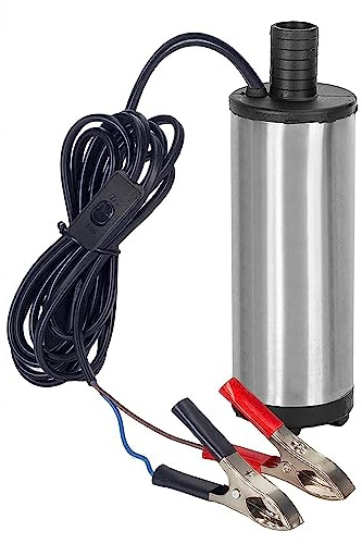 DC 12 V 51 mm dieseloljepumpar, rostfritt bränslepump 30L/min elektrisk överföring pump, dieselolja dränkbar pump för bil, båt (silver)