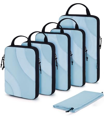 Compresión Packaging Tuercas para Viajes, BagSmart 6 Set Viaje Embalaje Cubo para Maleta Compresión Maleta Organizador Bag, 06 Cielo Azul, 6 pezzi