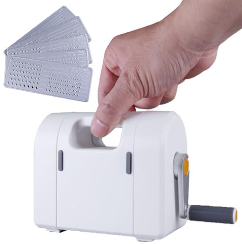 json2xml DIY-Stanzprägemaschine, Handstanze mit Handkurbel, tragbare Mini-Papierhandwerk-Stanzprägemaschine, Modellbauwerkzeuge, Kit inklusive Abdeckband/Metallschneideform (5 Stück)/Feste Unterlage