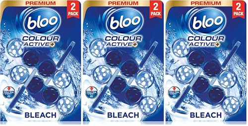 Bloo Colour Active Toilet Rim Block, Bleach, Twin Pack, 2 x 50g (Pack of 3)
