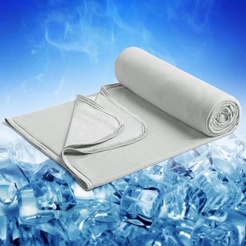 Marchpower Cooling Blanket, Bamboo Blankets 150x200cm Queen Size, Arc-chill Q-MAX>0.5 Cool Fiber Lightweight Summer Luxury Version Absorb Heat for Night Sweats Breathable and Soft All Season-Grey