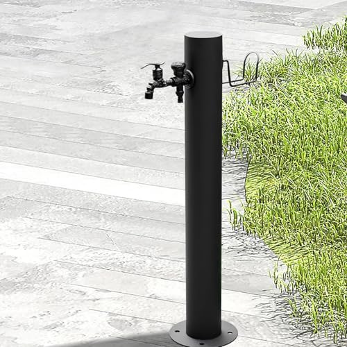Grifo de columna de acero inoxidable, fuente de hidratación independiente para exteriores, ideal para riego/lavado de jardines, granjas, pastos, patios, grifo dispensador de agua vertical ci