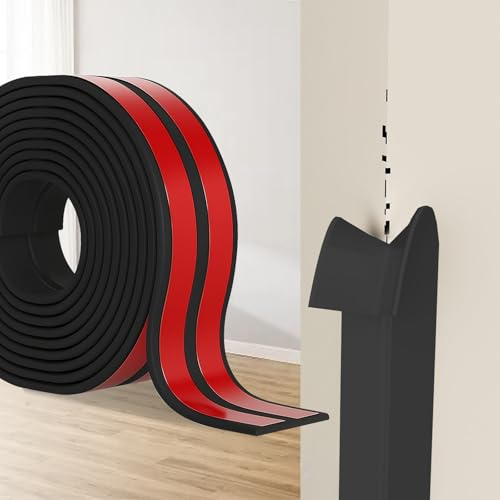 Hengrongshen Självhäftande skydd för väggkanter, flexibel TPE-list, vinklad profil för väggar, dörrar, fönster, badrum, perfekt för gör-det-själv-renovering (svart, 6 cm x 4 m)