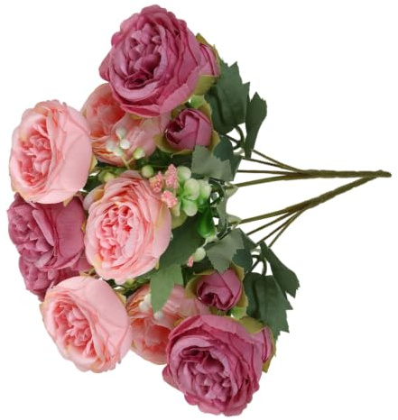 Nurplexl 2 Ramos de Peonías Artificiales de Seda – Flores Falsas para Ramo de Novia, Decoración del Hogar, Bodas, Fiestas y Centros de Mesa,Rosa
