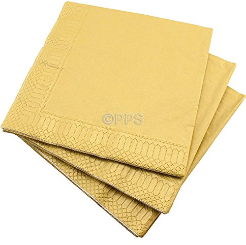 40 LUXURY 3 PLY GOLD PAPER NAPKINS - 40cm x 40cm Ideal for weddings, christenings, parties, bbq's etc