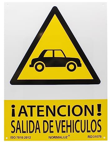 Segnale Attenzione Uscita Veicoli | Cartello informativo uscita veicoli | Segnale Uscita Veicoli | PVC | Certificato ISO 7010:2012 | 0,7 mm Spessore | 30 cm altezza x 21 cm larghezza | Colore giallo