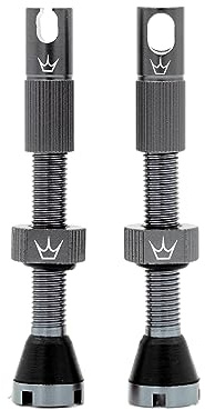 Peaty's x Chris King MK2 Valve Tubeless Presta - Clé à Rayons Intégrée, Bouchon de Retrait du Noyau de Valve, Aluminium 7075, Compatible avec Insert, Accessoire Velo pour Pneu de Vélo - Gris 42 mm