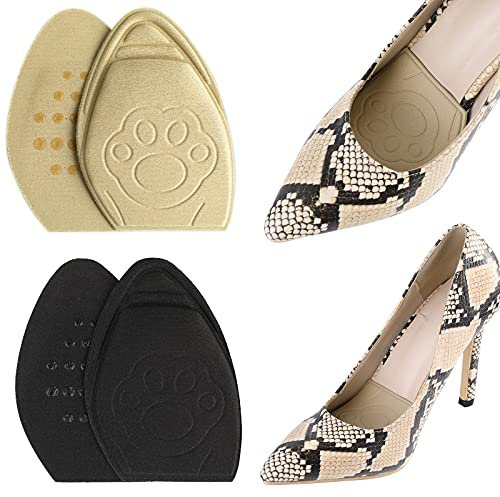 2 Paires Coussinets Plantaire de Soutien de Balle Mousse à Mémoire de Forme à Talons Hauts Coussinet Chaussure Métatarsiens à L'avant Pied pour Demi Semelles Chaussures Semelle Talon des Femmes