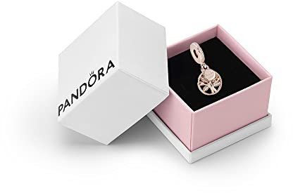 Pandora Moments Women's 14k Rose Gold-Plated Family Heritage Cubic Zirconia Dangle Charm for Bracelet, With Gift Box