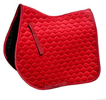 Rhinegold Velvet Hexagon GP Saddle Pad-Full-Rose Red
