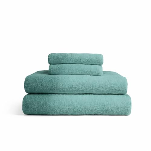 TRAMAS+ Juego de Toallas Premium 700gr de 6 Piezas, 100% Algodón, 4 Toallas de Mano 50x100 cm y 2 Toallas de baño de 70x140cm, Extra Suaves, Secado Rápido, Alta Absorción - Verde Tiffany