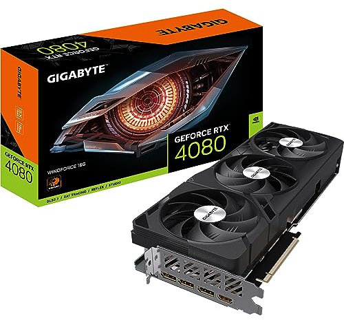 GIGABYTE NVIDIA GeForce RTX 4080 WINDFORCE Graphics Card - 16GB GDDR6X, 256-bit, PCI-E 4.0, 2505MHz Core Clock, 3X DP 1.4, 1x HDMI 2.1a, NVIDIA DLSS 3 - GV-N4080WF3-16GD