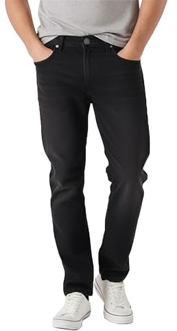 JMOJO Men’s Straight Leg Jeans – Stretch Fit Black & Blue Denim | Classic Men’s Denim for Everyday Style | Comfortable Fit, Jeans for Men UK