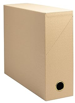 Exacompta - Réf. 89602E - 1 Boîte de transfert Office By Me - Dos 90mm - œillet de préhension or - dimensions 25,5 x 9 x 34 cm - étiquette adhésive fournie - couleur beige - livrée montée