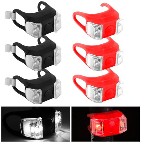 Sporgo 6 Stück LED Kinderwagen Licht: Wasserdichte Kinderwagenlicht LED Silikonleuchten Silikon Buggylicht, Mehrzweck LED Kinderwagen Licht für Alle Kinderwagen Beleuchtung (Rot + Schwarz C)