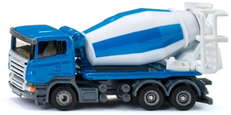 SIKU 1896, Camion Malaxeur, Véhicule de Chantier, 1/87, Métal/Plastique, Modèle Réduit avec Tambour Rotatif, Bleu/Blanc