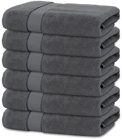 BANANALU 6 Badetücher 70x140 cm 100% Baumwolle Badetuch Duschtuch Anthrazit