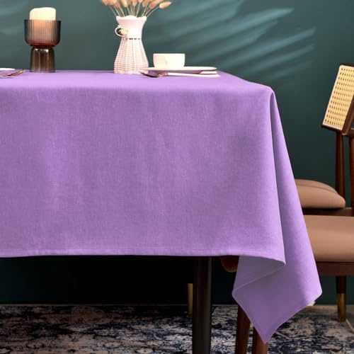 BALCONY & FALCON Table Cloth, Wipe Clean Tablecloth Rectangular – Waterproof, Machine Washable Table Cover for Kitchen, Dining, Spring Summer Party & Outdoor Use (Lilac, 140x240cm)
