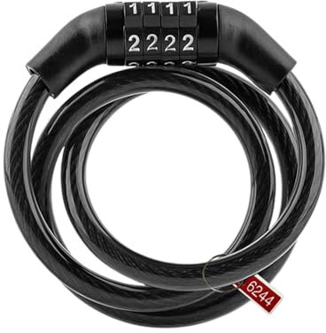 Aizuoni Fahrrad-Kabelschloss, Fahrrad-Zahlenschloss, 4-stelliges Reitschloss,Tragbares Rollerschloss, Diebstahlschutz, Outdoor-Fahrradzubehör