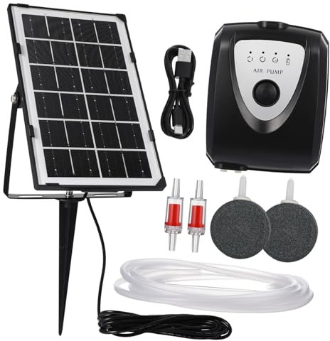 ibasenice Bomba De Aireación De Estanque Para Peces Solar y Portátil Fácil De Instalar