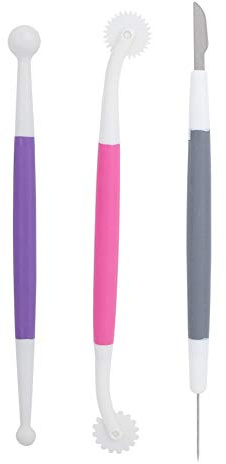 Haosie 3PCS Fondant Tools, Plastic Baking Accessories, Cake Decorating Tools, Fondant Cutter, Cake Icing Tool for Baking, Dessert Shop