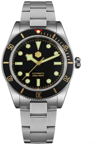 Reloj de buceo automático San Martin, esfera negra, acero inoxidable 316L, caja de 40 mm, resistente al agua hasta 200 m, movimiento NH35, modelo SN0008-GD, BGW-9 luminoso, V 1, Buzo