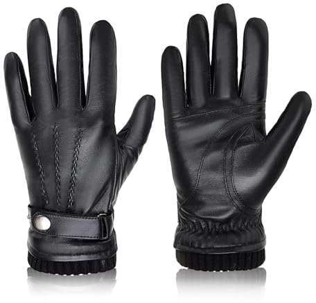 WMAMBZNDHP Guantes for Hombre Otoño Invierno de Pantalla táctil cálidos Dedos completos for Mitones conducción(S169-1B,XXL)