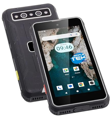 SIMPLETEK - Mini Smartphone Rugged Grigio 4, 4G LTE - Android 14, 4GB RAM / 64GB ROM, NFC, Dual SIM, Per Uso Base e Durevole
