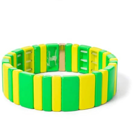 Tejesa Gul röd färg emalj kakel pärlor armband för kvinnor/hand smycken berlocker strand elastiskt armband för fest lyx, En storlek, Akryl, Ametist