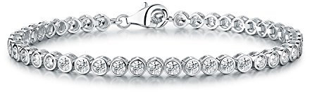 Diamond Treats Tennis Armband solides 925 Sterlingsilber Zargen 3mm lupenreine weiße Zirkonias. Dieses 16.5-18 cm Armband, symbolisierend die Ewigkeit, ist den perfekten Schmuck für Frauen