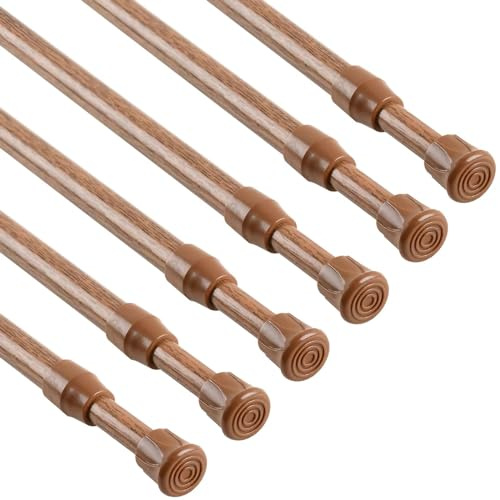 KXLife 6 Pack Spring Tension Curtain Rod, Cupboard Bars Rod,12-20,Oak