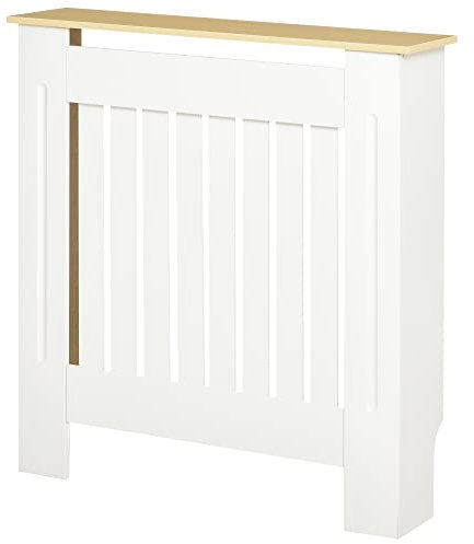 HOMCOM Cubre Radiadores 78x19x83 cm Cubierta para Radiador de MDF Cubreradiador para Salón Dormitorio Pasillo Blanco