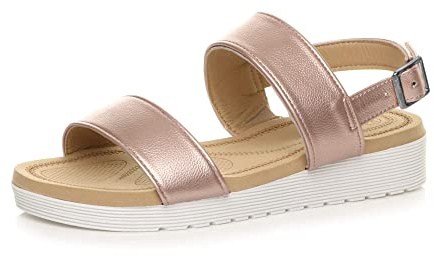 AJVANI Womens ladies low wedge heel slingback buckle strappy flatform sandals size 4 37