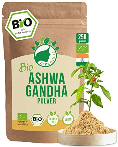 Ashwagandha Pulver Bio 250g | Withania Somnifera Wurzel gemahlen in bester Bio-Qualität aus Indien | 100% natürlich - ohne Zusätze | geprüft & abgefüllt in Deutschland