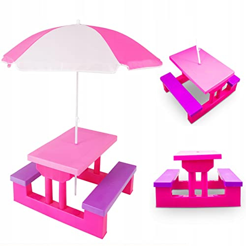 Coil Tables pour enfants, tables de jardin, table de pique-nique pour enfants avec bancs, parasol, banc pour enfant, table, banc, chaise C0325x Taille Unique