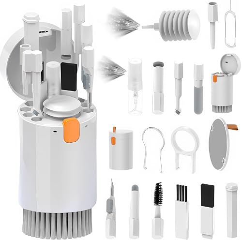 MIKULLE Kit Nettoyage Clavier, 20 en 1 Kit Nettoyage électronique, Kit de Nettoyage Telephone, Kit Nettoyage pour Téléphones, Laptop, Écouteur, Orange