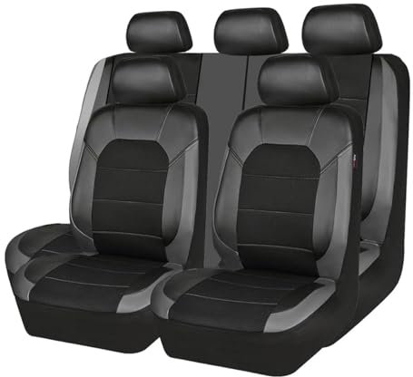 VENYAA Auto Sitzbezüge Set für Suzuki SX4/SX4 S-Cross 2000-2023 2024, 9 Stück Leder Wasserdicht Bequem Autositzbezüge Sitzschoner Innenraum Zubehör,Grey