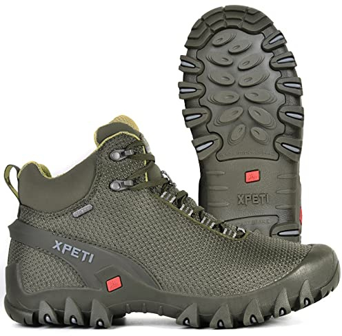 XPETI Men Casual Boots Comfortable Hiking Boots for Men 12.5 Olive